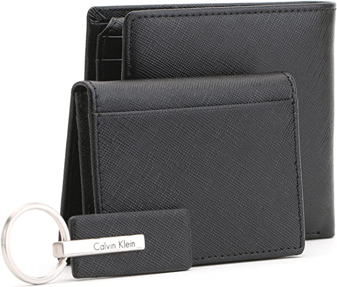 Calvin Klein Men's 3-Piece Wallet Set: Wallet, Card Holder, Luxury Keychain
