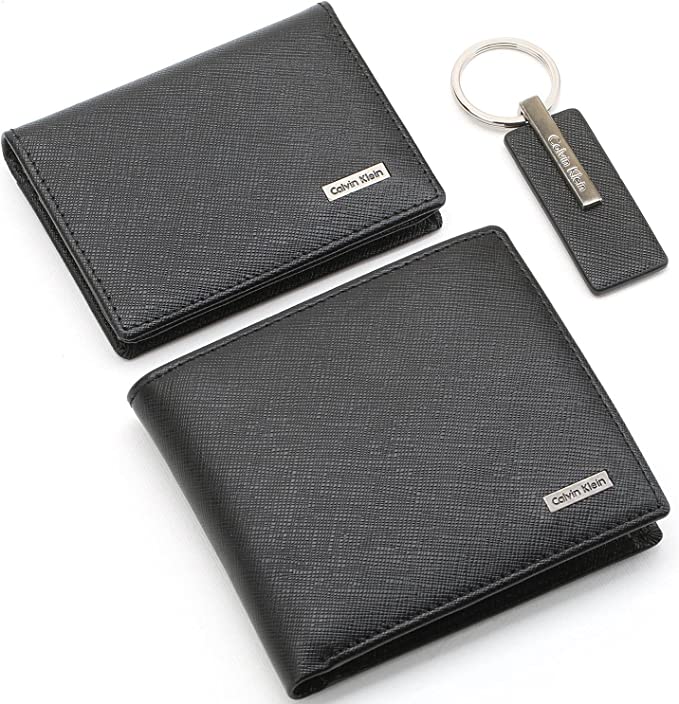 Calvin Klein Men's 3-Piece Wallet Set: Wallet, Card Holder, Luxury Keychain