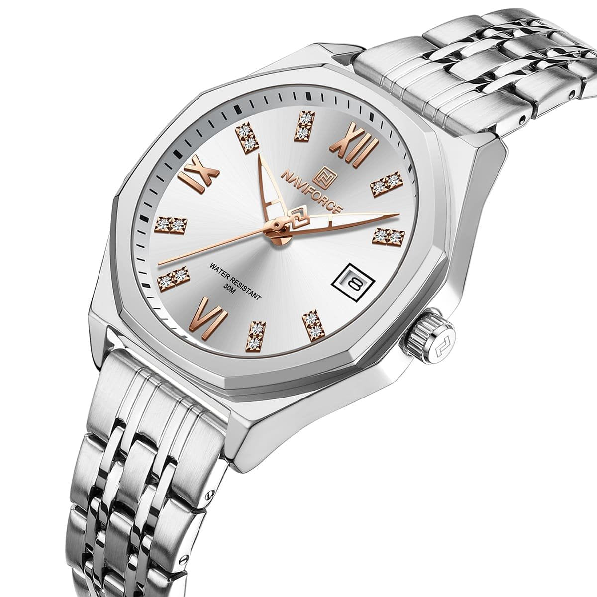 ساعة نافي فورس للنساء NF5052-S-W-S