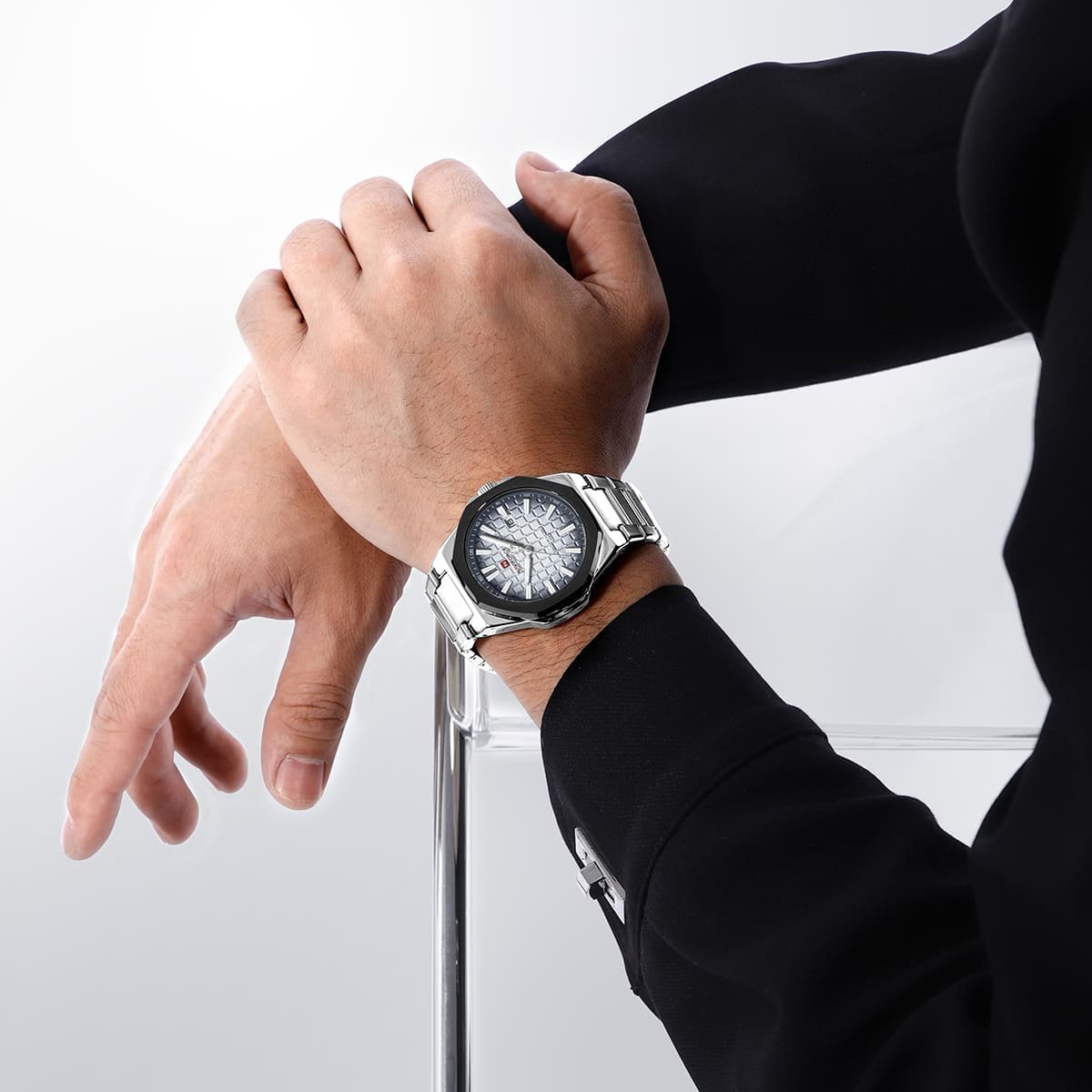 ساعة نافي فورس للرجال NF9258-S-W-S